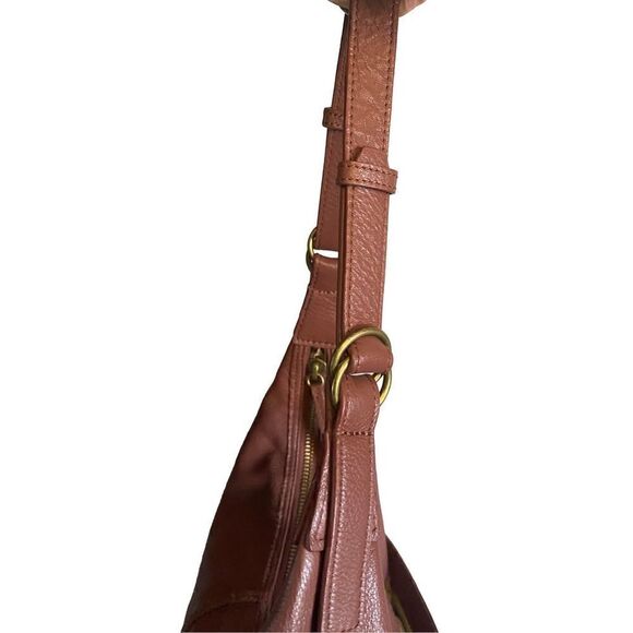 Lucky Brand brown leather over the shoulder  large hobo bag rare - Picture 10 of 16